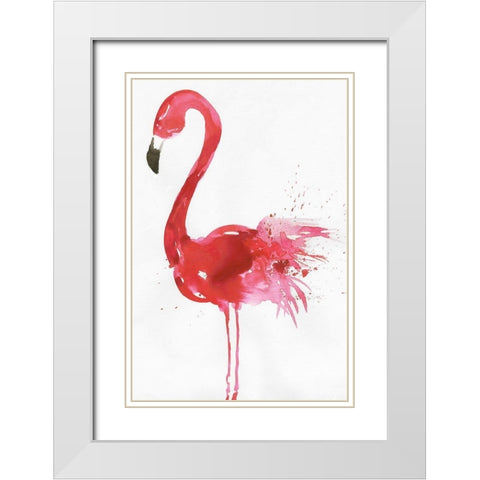 Flamingo Portrait I White Modern Wood Framed Art Print with Double Matting by Wilson, Aimee