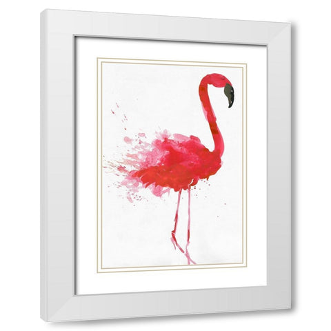 Flamingo Portrait II White Modern Wood Framed Art Print with Double Matting by Wilson, Aimee