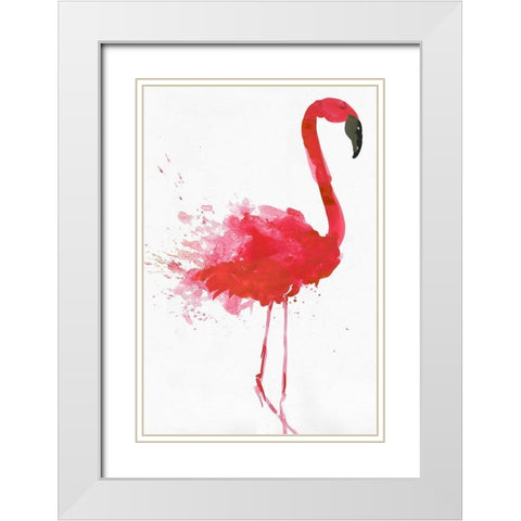 Flamingo Portrait II White Modern Wood Framed Art Print with Double Matting by Wilson, Aimee