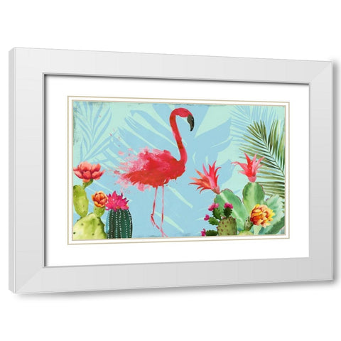 Flamingo in the Mix White Modern Wood Framed Art Print with Double Matting by Wilson, Aimee