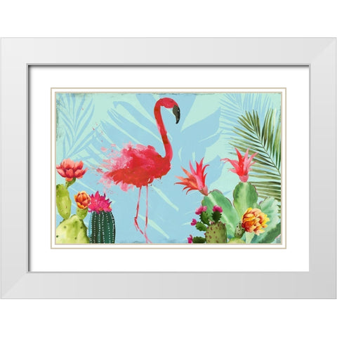 Flamingo in the Mix White Modern Wood Framed Art Print with Double Matting by Wilson, Aimee