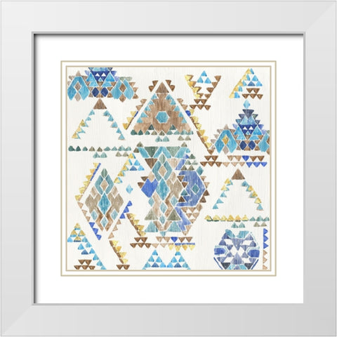 Blue Aztec  White Modern Wood Framed Art Print with Double Matting by Wilson, Aimee