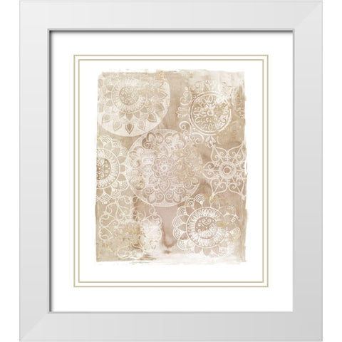 Ivory Medallions  White Modern Wood Framed Art Print with Double Matting by Wilson, Aimee