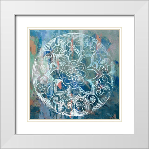 Indigo Medallion  White Modern Wood Framed Art Print with Double Matting by Wilson, Aimee