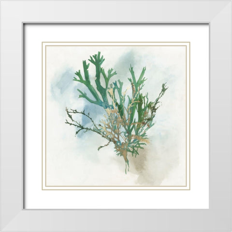 Green Coral I  White Modern Wood Framed Art Print with Double Matting by Wilson, Aimee