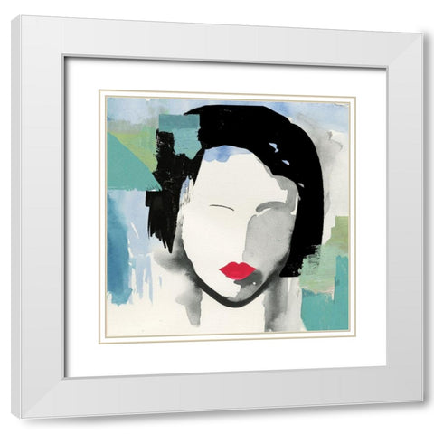 Girl with Red Stripes II  White Modern Wood Framed Art Print with Double Matting by Wilson, Aimee