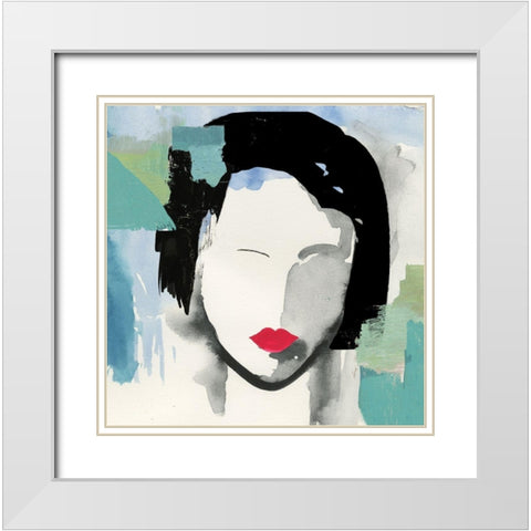 Girl with Red Stripes II  White Modern Wood Framed Art Print with Double Matting by Wilson, Aimee