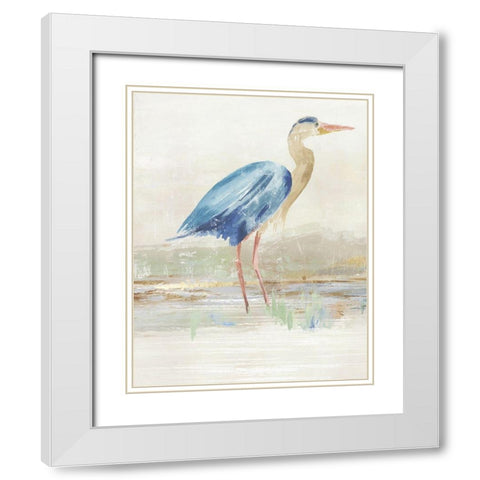 Heron in Lake  White Modern Wood Framed Art Print with Double Matting by Wilson, Aimee