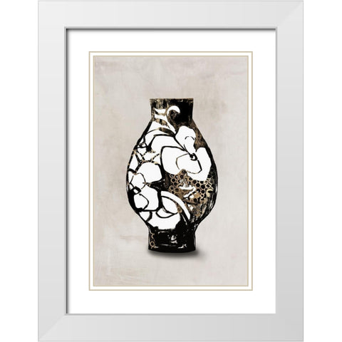 Golden Vase II White Modern Wood Framed Art Print with Double Matting by Wilson, Aimee