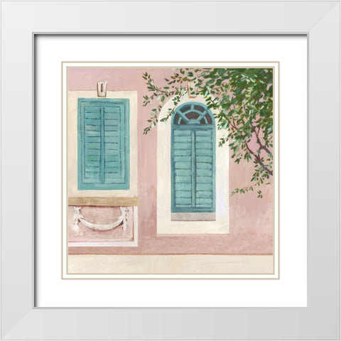 Arch Blue Window  White Modern Wood Framed Art Print with Double Matting by Wilson, Aimee