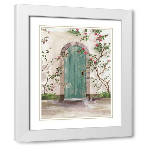 Arch Door with Roses  White Modern Wood Framed Art Print with Double Matting by Wilson, Aimee