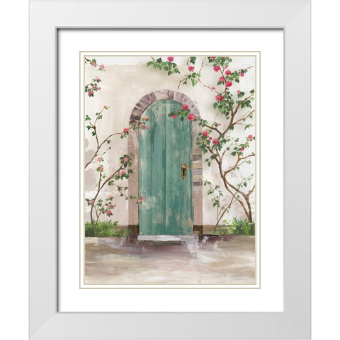 Arch Door with Roses  White Modern Wood Framed Art Print with Double Matting by Wilson, Aimee