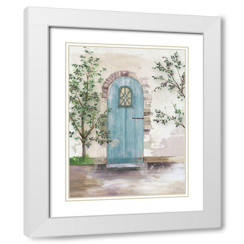 Arch Door with Olive Tree White Modern Wood Framed Art Print with Double Matting by Wilson, Aimee