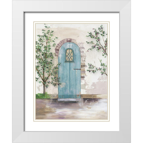 Arch Door with Olive Tree White Modern Wood Framed Art Print with Double Matting by Wilson, Aimee