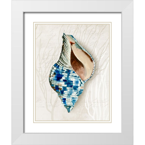 Blue Shell Series II White Modern Wood Framed Art Print with Double Matting by Wilson, Aimee