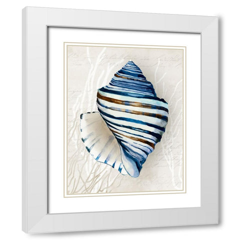 Blue Shell Series III White Modern Wood Framed Art Print with Double Matting by Wilson, Aimee