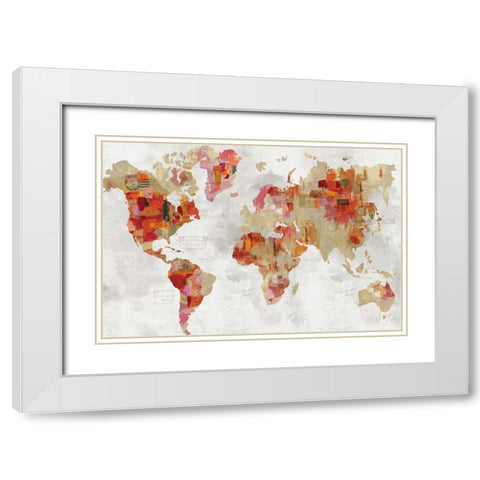 Red Map White Modern Wood Framed Art Print with Double Matting by Wilson, Aimee