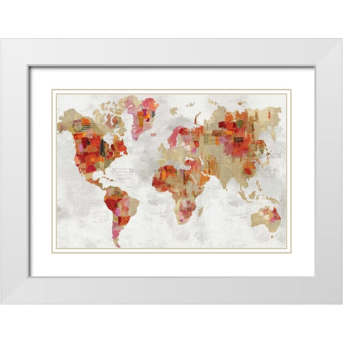 Red Map White Modern Wood Framed Art Print with Double Matting by Wilson, Aimee