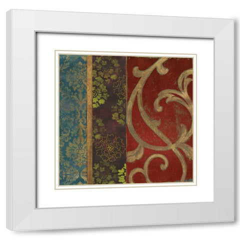 Embroidered Red White Modern Wood Framed Art Print with Double Matting by Wilson, Aimee