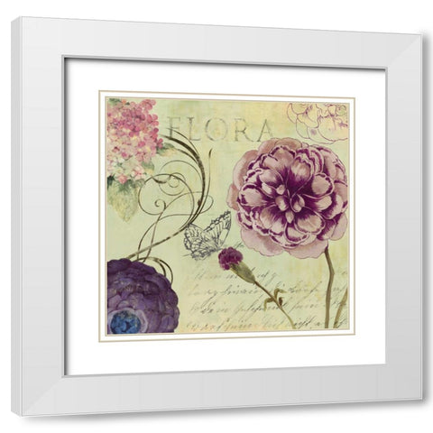 Flora White Modern Wood Framed Art Print with Double Matting by Wilson, Aimee