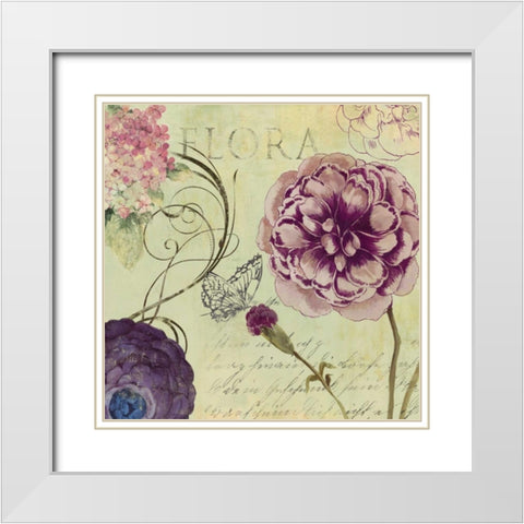 Flora White Modern Wood Framed Art Print with Double Matting by Wilson, Aimee