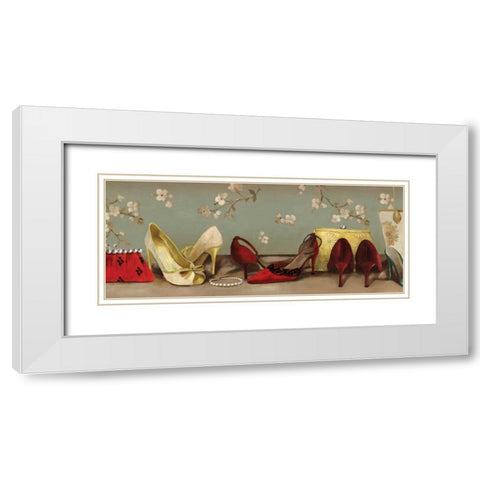 Shoe Lineup White Modern Wood Framed Art Print with Double Matting by Wilson, Aimee
