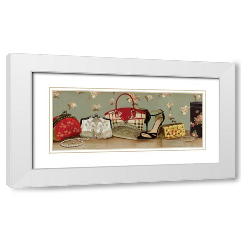 Purse Lineup White Modern Wood Framed Art Print with Double Matting by Wilson, Aimee