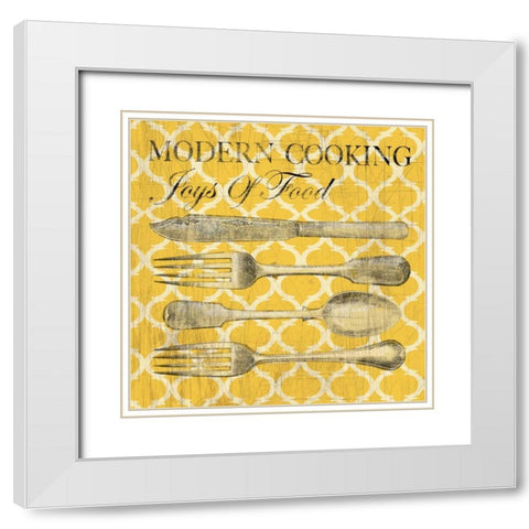 Modern Cooking - Mini White Modern Wood Framed Art Print with Double Matting by Wilson, Aimee