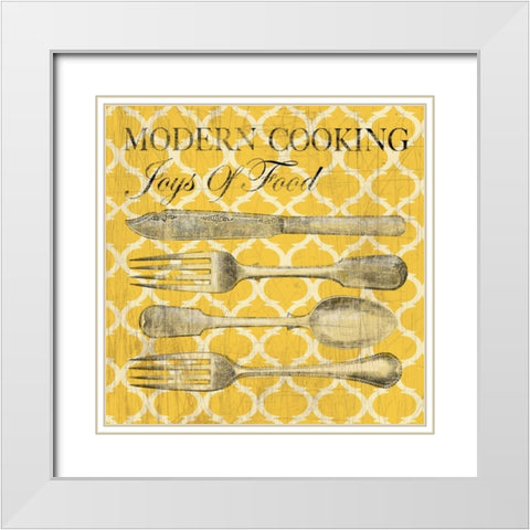 Modern Cooking - Mini White Modern Wood Framed Art Print with Double Matting by Wilson, Aimee