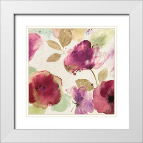 Watercolour Florals I White Modern Wood Framed Art Print with Double Matting by Wilson, Aimee