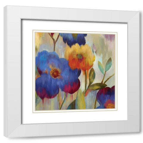 Ikat Florals I White Modern Wood Framed Art Print with Double Matting by Wilson, Aimee