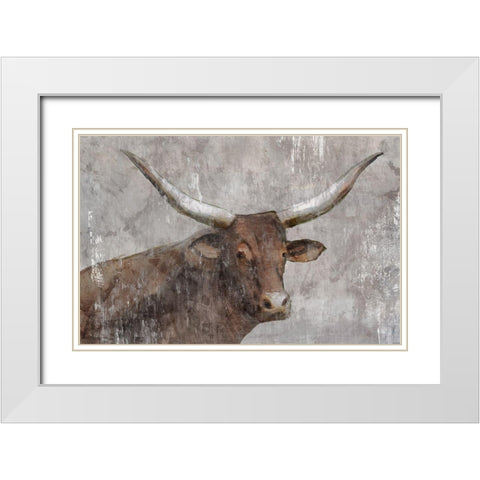 A No Bull White Modern Wood Framed Art Print with Double Matting by Cooke, William