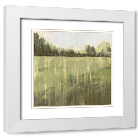 Green Field I  White Modern Wood Framed Art Print with Double Matting by Wilde, Susan