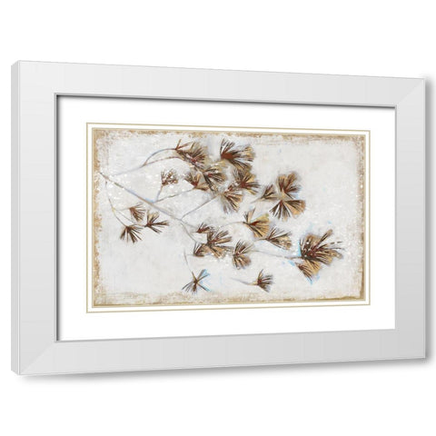Golden Pine Braches I  White Modern Wood Framed Art Print with Double Matting by Wilde, Susan