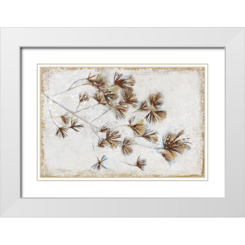 Golden Pine Braches I  White Modern Wood Framed Art Print with Double Matting by Wilde, Susan