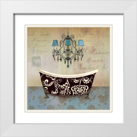 French Vintage Bath II - Mini White Modern Wood Framed Art Print with Double Matting by Wilson, Aimee