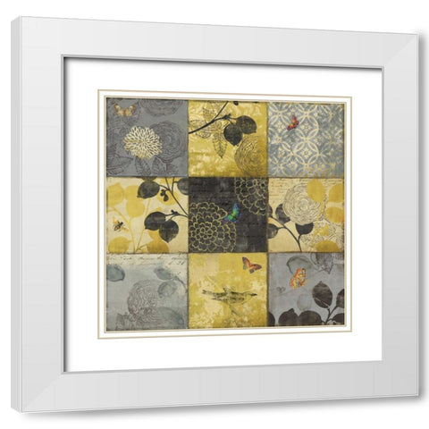 Golden Patchwork White Modern Wood Framed Art Print with Double Matting by Wilson, Aimee