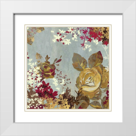 Golden Roses II White Modern Wood Framed Art Print with Double Matting by Wilson, Aimee