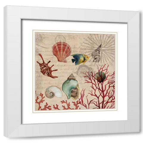 Coral I White Modern Wood Framed Art Print with Double Matting by Wilson, Aimee