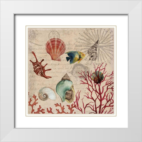 Coral I White Modern Wood Framed Art Print with Double Matting by Wilson, Aimee