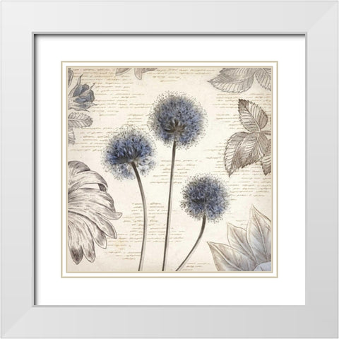 Blushing Blue I - Mini White Modern Wood Framed Art Print with Double Matting by Wilson, Aimee