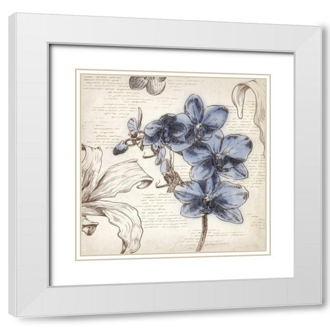 Blushing Blue II - Mini White Modern Wood Framed Art Print with Double Matting by Wilson, Aimee