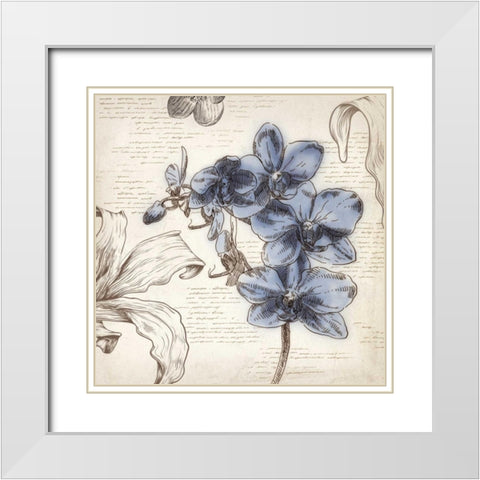 Blushing Blue II - Mini White Modern Wood Framed Art Print with Double Matting by Wilson, Aimee