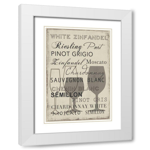 White Wine Collection - Mini White Modern Wood Framed Art Print with Double Matting by Wilson, Aimee