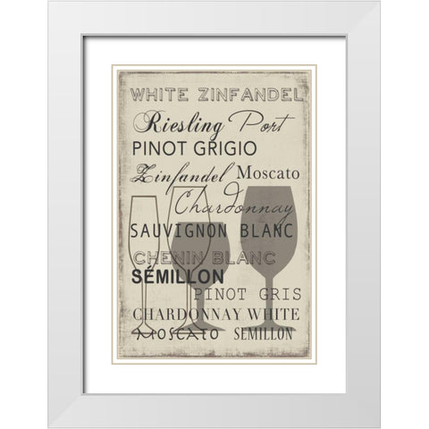 White Wine Collection - Mini White Modern Wood Framed Art Print with Double Matting by Wilson, Aimee