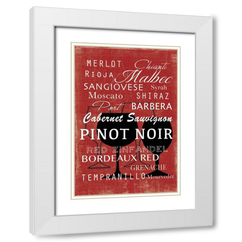 Red Wine Collection - Mini White Modern Wood Framed Art Print with Double Matting by Wilson, Aimee
