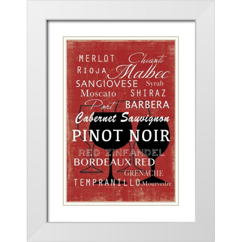 Red Wine Collection - Mini White Modern Wood Framed Art Print with Double Matting by Wilson, Aimee