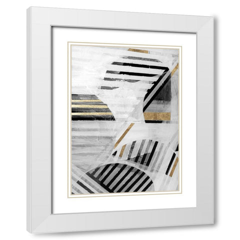 Black White Gold I White Modern Wood Framed Art Print with Double Matting by Cartissi