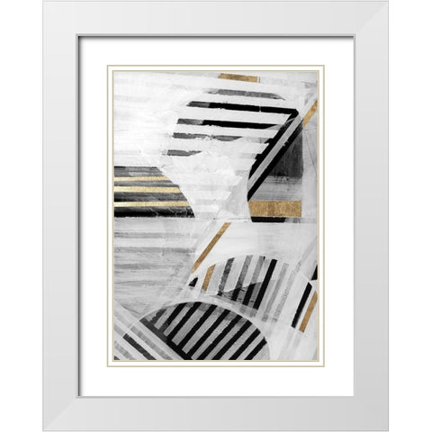 Black White Gold I White Modern Wood Framed Art Print with Double Matting by Cartissi