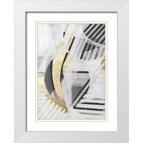 Black White Gold II White Modern Wood Framed Art Print with Double Matting by Cartissi